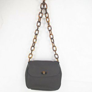 Silver Blue USA Shoulder Bag Brown Purse Canvas Cleric Chain Handel Pocket